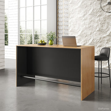 180cm(L) Contemporary Reception Desk with Durable Wood, Oval Power Hub and Professional Lobby Presence product view 2