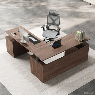 Executive L-Shaped Standing Office Desk with Dual Integrated Mobile File Cabinets, Expansive Sit-Stand Corner product view 2