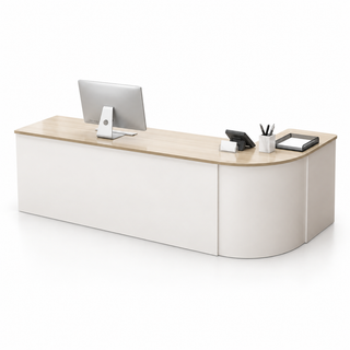 Rounded L-Shaped Reception Counter with Lockable Storage 2