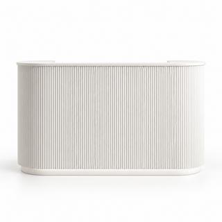 Curved Fluted Reception Counter with LED Base Lighting finish option 1