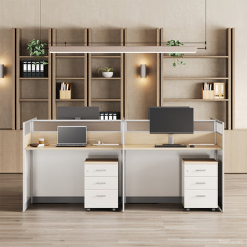 240cm 4-Person Office Workstation, Multi-Functional Power Hub and Storage Cabinet product view 2
