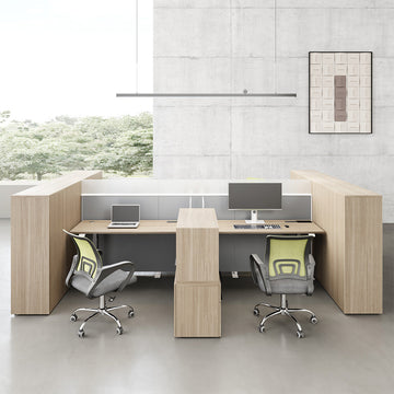 6-person Sit-stand Workstation with Integrated Open Shelving, Privacy Screens and 76cm-120cm Adjustable Height product view 2