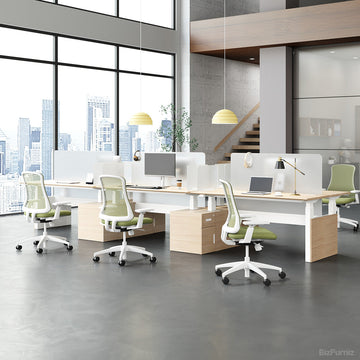 6-Person Office Workstation with Adjustable Height, Cable Management and Cabinet product view 2