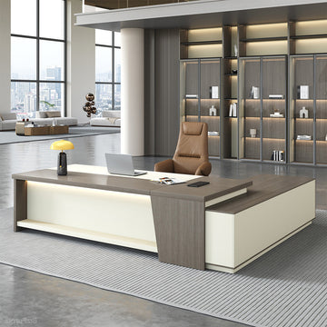 L-shaped Executive Desk with Power Hub, Side Cabinet and Lockable Drawer product view 2