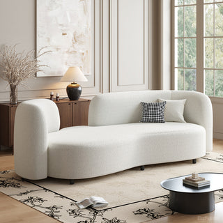 180cm Curve Sofa with Sherpa Upholstery, Foam Cushion and Wood Frame product view 2