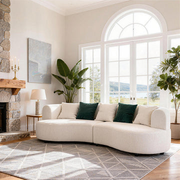 265cm Curve Sofa with Soft Cushion and Solid Wood Frame product view 2