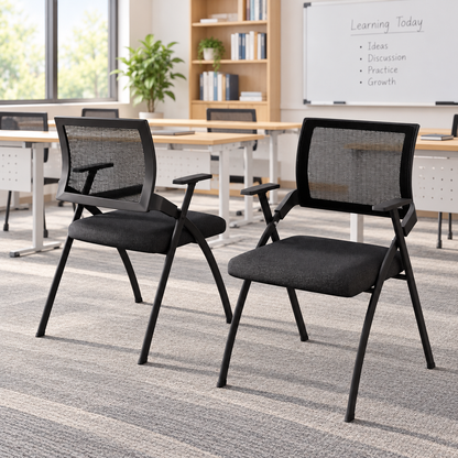 Conference Room Mesh Folding Study Chair With Writing Board
