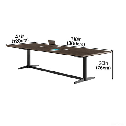 Extended 300cm Conference Table with Integrated Power Outlet Box for Seamless Team Collaboration product view 2