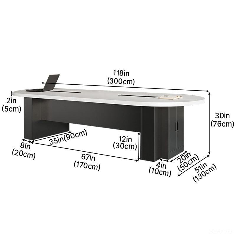 Oval Conference Table with Integrated Cable Management for 10-16 People product view 9