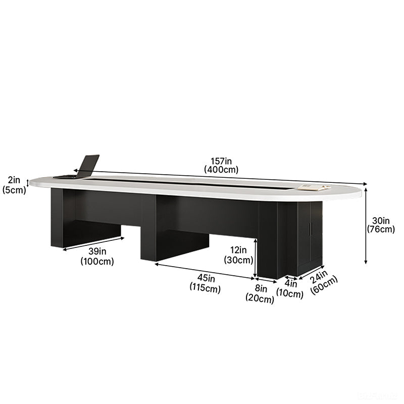 Oval Conference Table with Integrated Cable Management for 10-16 People product view 10
