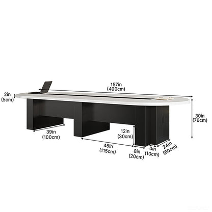 Oval Conference Table with Integrated Cable Management for 10-16 People product view 10