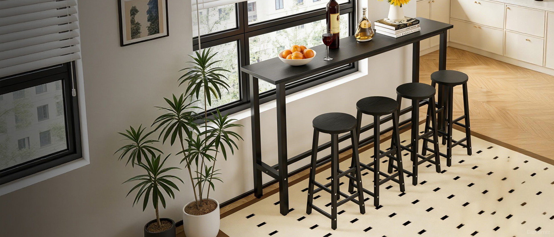 Modern 5-Piece Industrial Bar Table Set for Pantry/Kitchen/Balcony product view 9