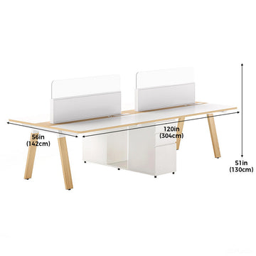 Dual-Station Modular Office Desk with Integrated Storage and White Privacy Screens product view 2