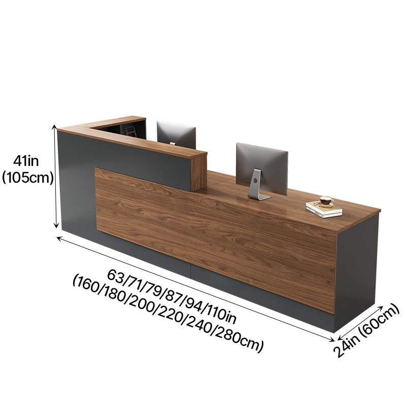 Modern Reception Desk with Counter, Cable Grommet and Cabinets product view 18