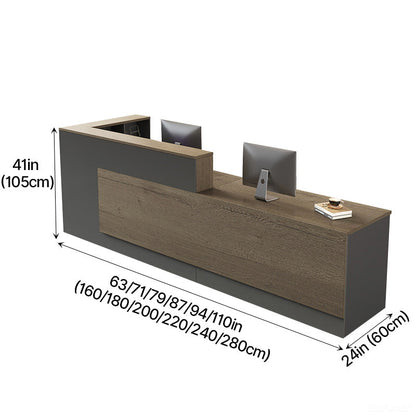 Modern Reception Desk with Counter, Cable Grommet and Cabinets product view 3