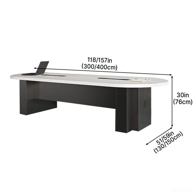 Oval Conference Table with Integrated Cable Management for 10-16 People product view 2