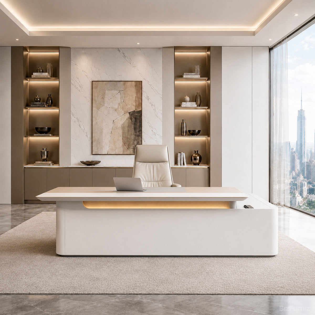 Executive Desk with Cable Management, LED Lighting and Left Return product view 3
