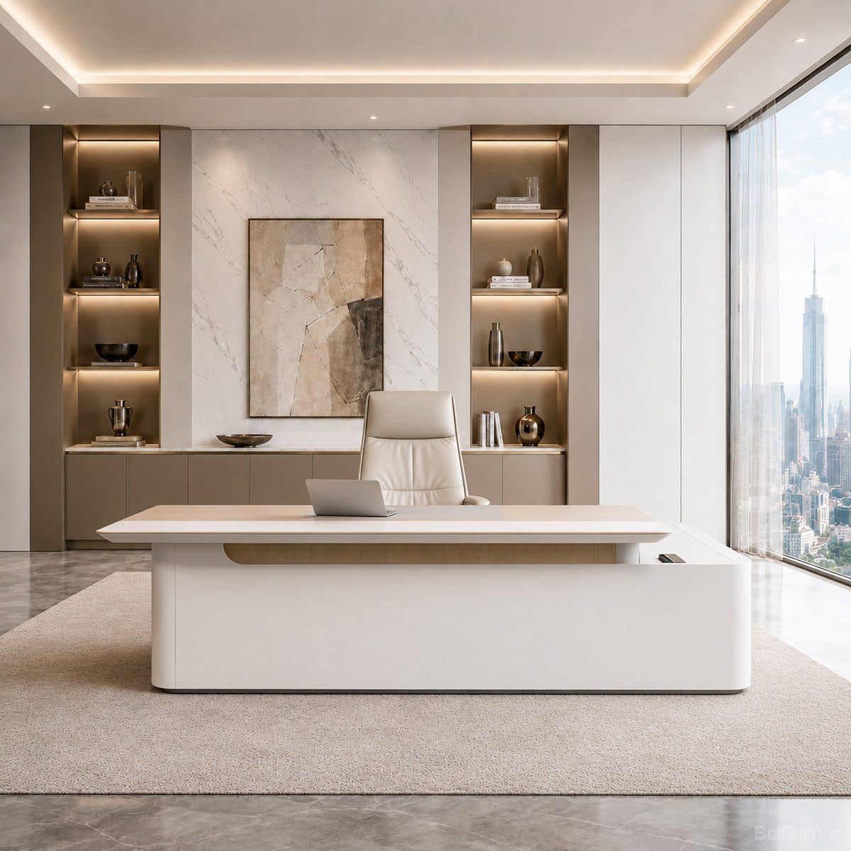Executive Desk with Cable Management, LED Lighting and Left Return product view 5