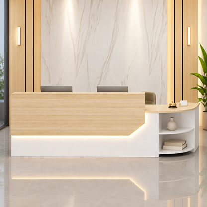 Reception Counter with LED Lighting and Minimalist Design