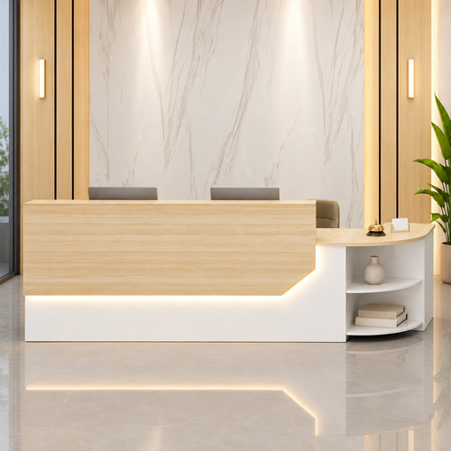 Reception Counter with LED Lighting and Minimalist Design