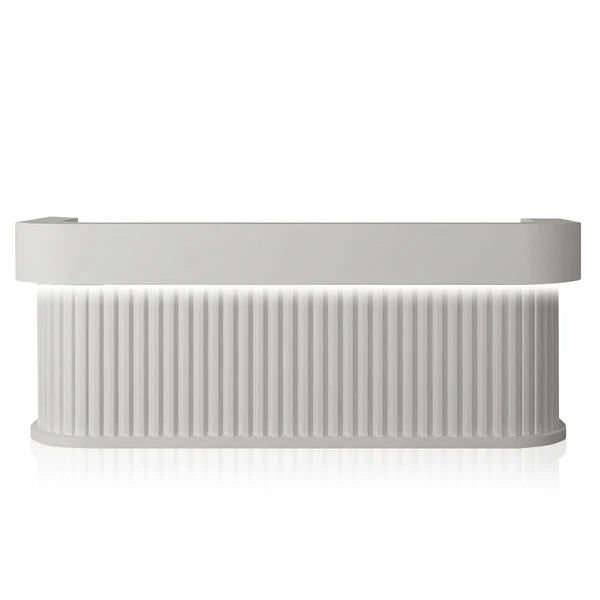 Curved Reception Desk with Fluted Front & Storage | Bizfurniz ...