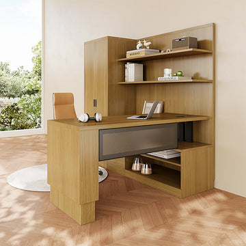 L-Shaped Executive Workstation – Integrated Wardrobe, Multi-Tier Shelving and Modular Storage product view 2