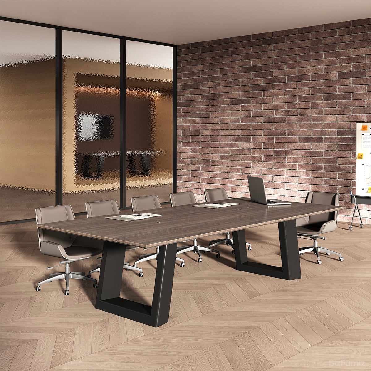 Large Office Meeting Table with U-Shape Metal Legs