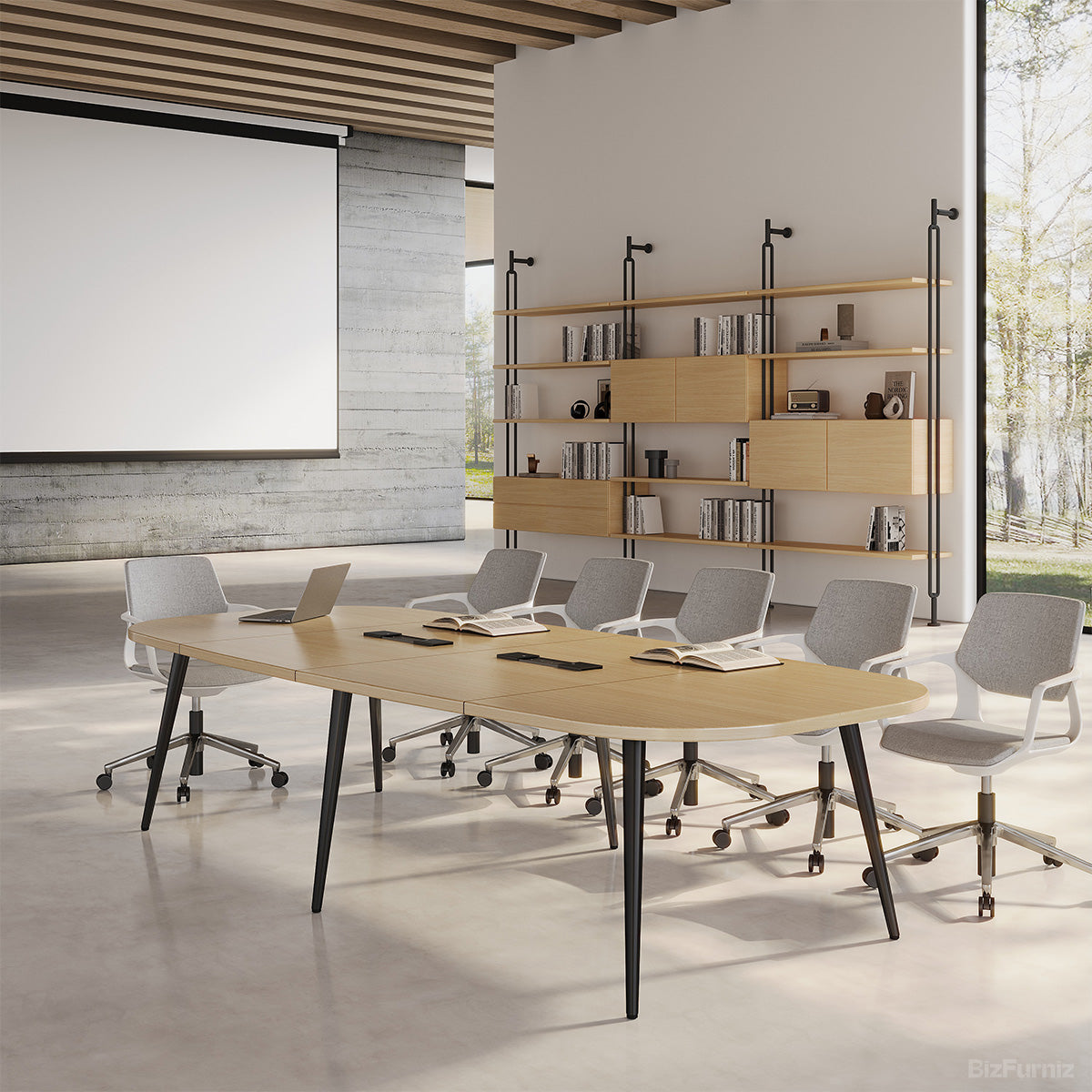Wood Conference Table with Power Outlets