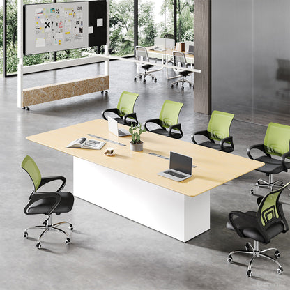 Light Oak Conference Desk, Diagonal Front Overlook