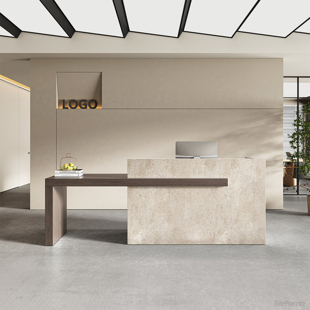 274.3cm Reception Desk with Counter, Drawers, File Hangers & Built-in Power Hub product photo 3
