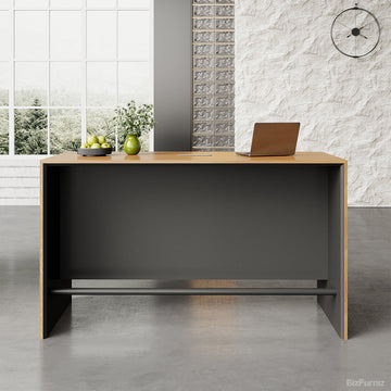 180cm(L) Contemporary Reception Desk with Durable Wood, Oval Power Hub and Professional Lobby for modern office workspace