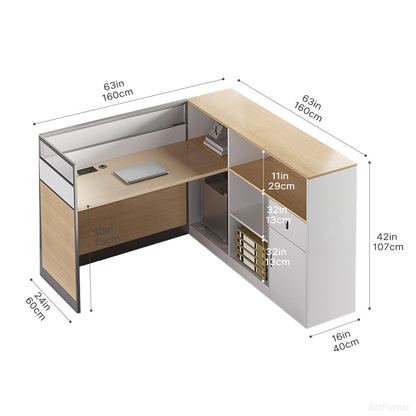 160cm Office Desk, 4-person Workstation with Cable Management and Storage Cabinets product view 4