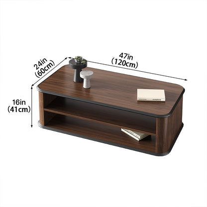 120cm Dark Walnut Coffee Table with Dual-Tier Storage Shelves for Office Reception Areas and Living Rooms product view 10