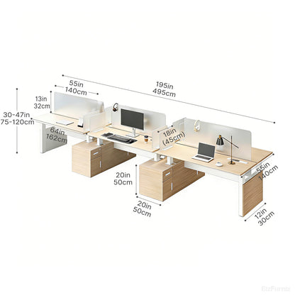 6-Person Office Workstation with Adjustable Height, Cable Management and Cabinet product view 4