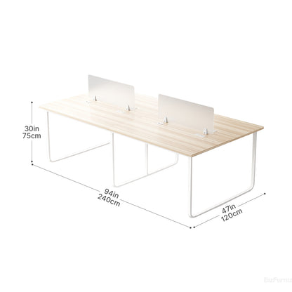 Minimalist Collaborative Office Desk, 4-Person Workstation with Integrated Privacy Screens product view 5