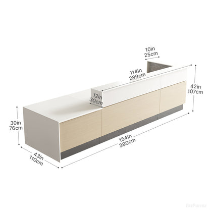 390cm(L) Professional Reception Desk with Sturdy Build and Integrated Power Hub for Modern Lobbies and Offices product view 5