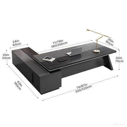 L-shaped Executive Desk with Cable Management and Side Cabinet product view 9
