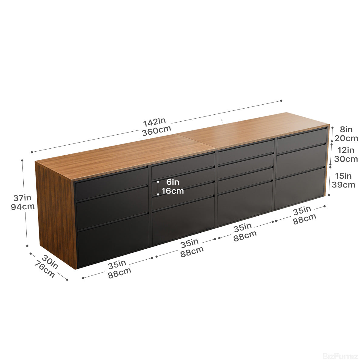 360cm(L) Modern Multi-functional Storage Cabinet with Front and Rear Access Design for Versatile Spaces product view 7