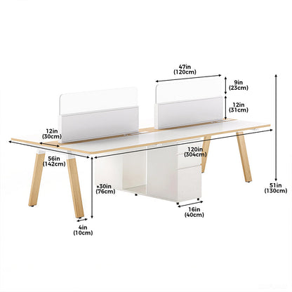 Dual-Station Modular Office Desk with Integrated Storage and White Privacy Screens product view 10