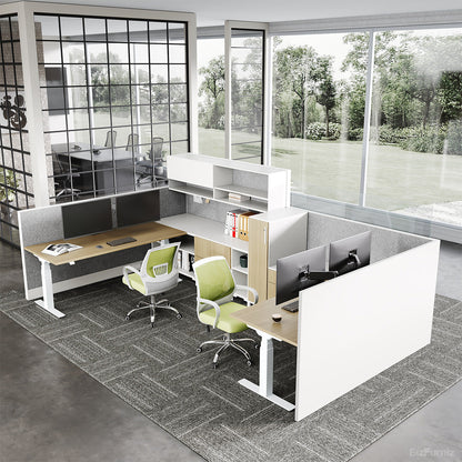 2-Person Office Workstation with Dividers