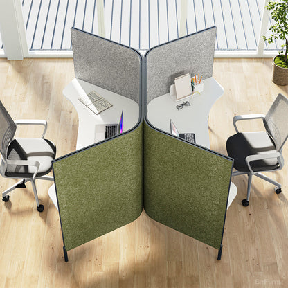 2-Person Felt Divider Office Workstation, Overhead View