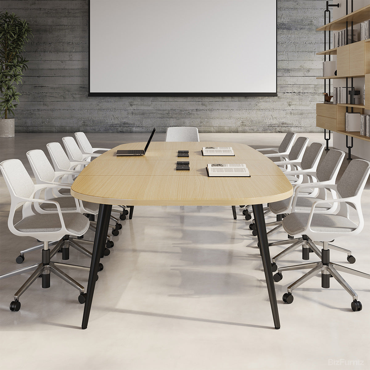 Large Oval Meeting Table, Front Angle