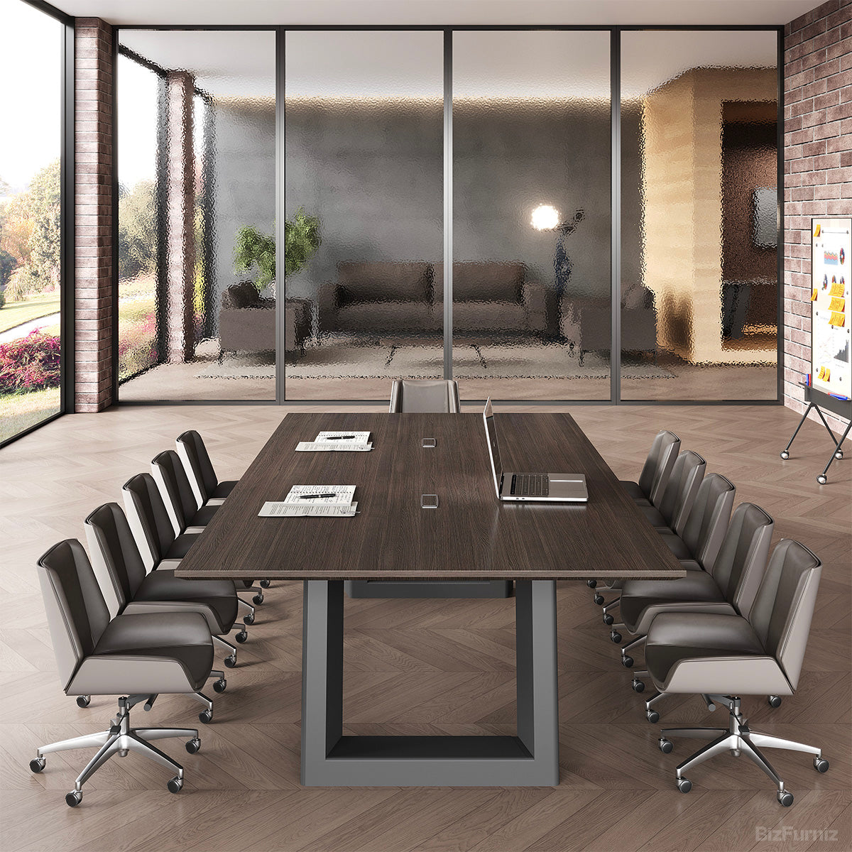 Modern Executive Conference Table, Symmetric Front View