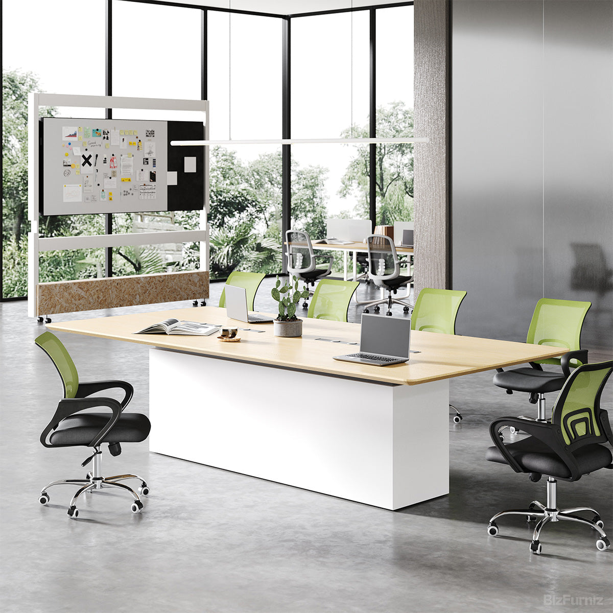 White Base Wood Meeting Table