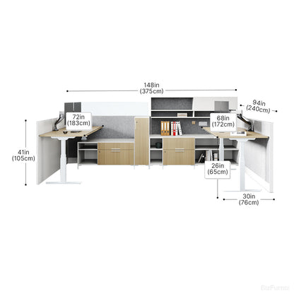 Office Workstation with Dimensions Diagram