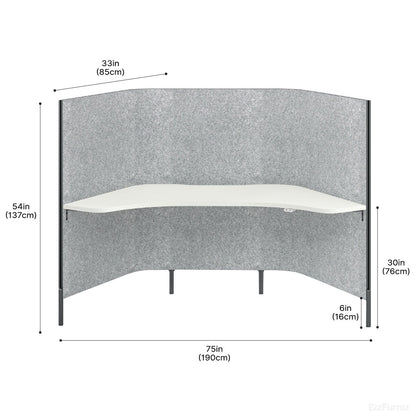 Single Felt Office Workstation with Dimensions