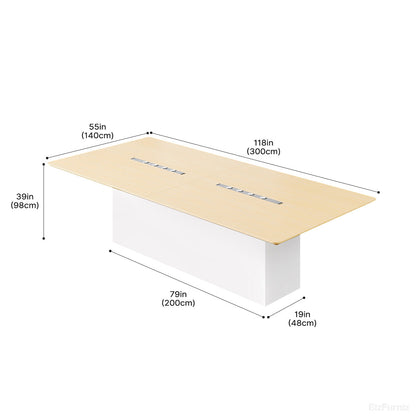 Light Wood Conference Table with Size Markings