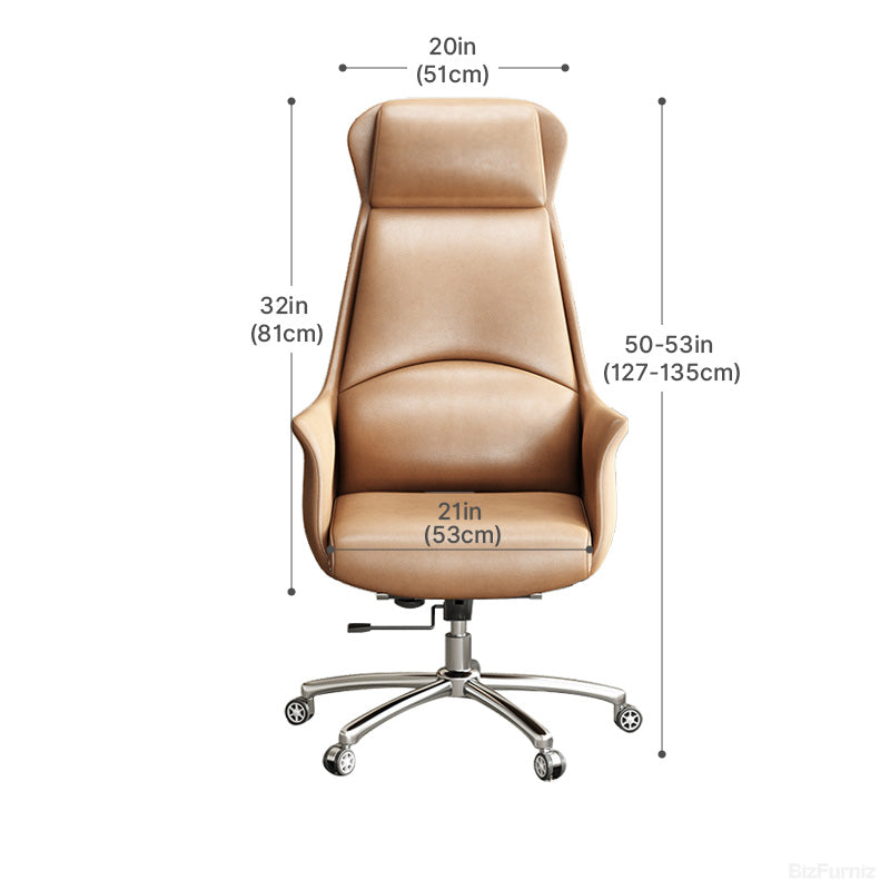 Ergonomic Leather Office Chair with Adjustable Height, Recline & Lumbar Support