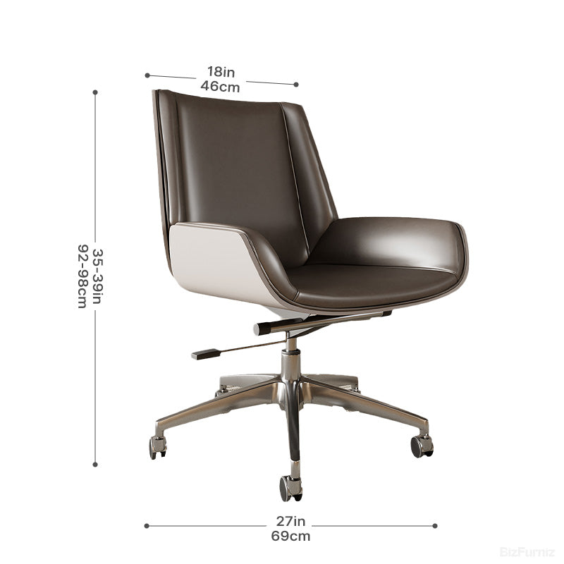 Modern Executive Ergonomic Office Chair with Contrast Stitching and Aluminum Alloy Base