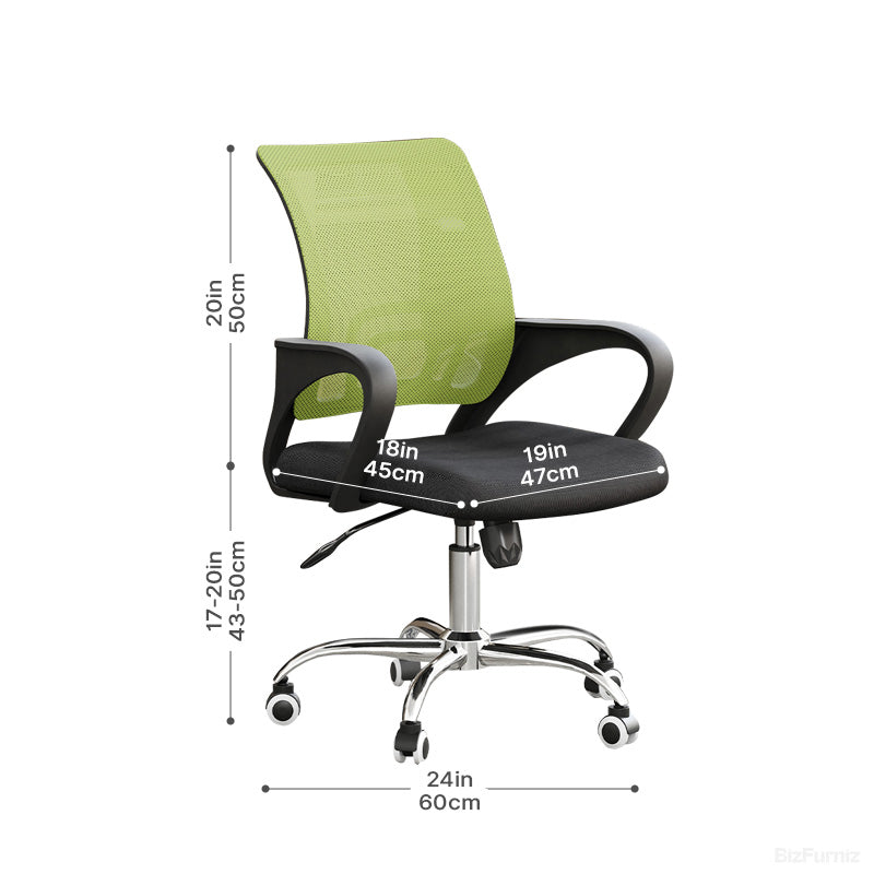 Modern Ergonomic Mesh Office Chair: Breathable Mid-Back Task Chair with Chrome Base (Lime Green)